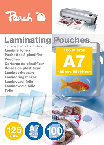 Peach Laminierfolien A7-125 Mic - 100 Pouches - Glänzend - Premiumqualität - kompatibel mit Geräten aller Markenhersteller - PP525-05