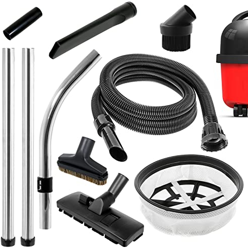 SPARES2GO 2.5m Hose Filter Rods + Full Brush Tools Kit for Numatic Henry Hetty Vacuum Cleaner