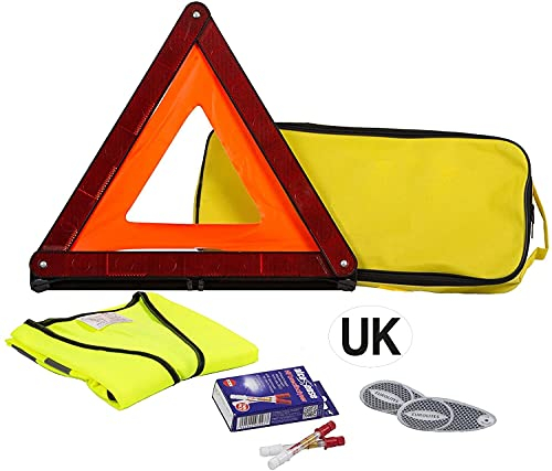 AA French Travel Kit AA5465 - Breathalysers, Warning Triangle, UK Badge, Headlamp Beam Converters, High-Vis Vest – Covers Legal Requirements
