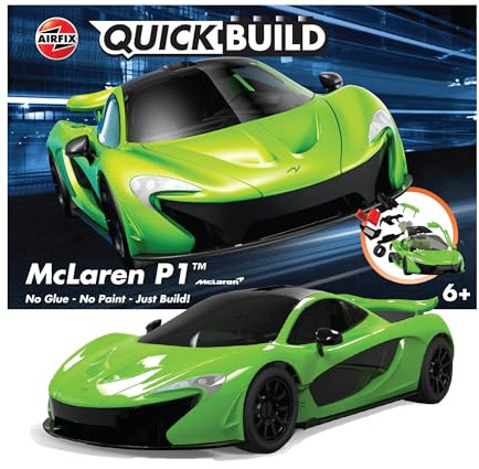 Airfix J6021 Quickbuild Plastic Model Car Kits - McLaren P1 Green - Easy Assembly Snap Together Kit, Classic Race Cars for Adults & Kids to Build, Model Vehicles, Building Toys Set