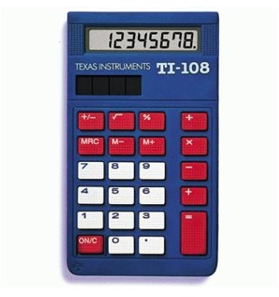 Texas Instruments TI-108 (108/TKT/1L1/C) Simple Calculator - 8 Character(s) - LCD - Solar Powered - Pack of 10
