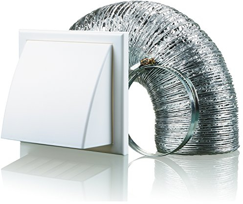 Blauberg BB-CHK-125-3-VKWH Cooker Hood Duct Cowled Vent Kit Fan Extract 125mm White, 125 mm, Set of 4 Pieces