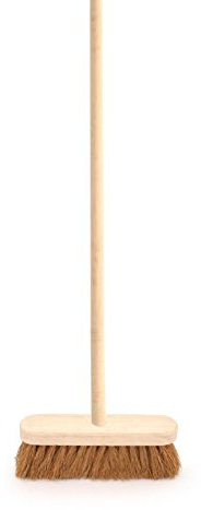 Indoor Sweeping Brush with Handle 10 Soft Wooden Natural Coco Broom