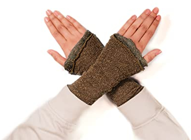 Aga's Own Warmers for Women – Fingerlose Handwärmer – Handschuhe für drinnen und draußen, fingerlose Handschuhe - Armwärmer - Goth Accessoires – Braun