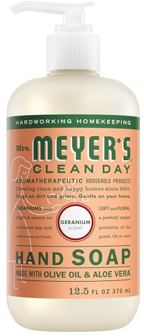 MRS. MEYER'S CLEAN DAY Hand Soap, Geranium Scent, 12.5 Fl Oz Bottle