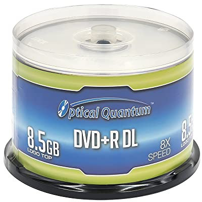 Optical Quantum OQDPRDL08LT 8X 8.5 GB DVD+R DL Doble Capa Grabable Media Logo Top 50-Discos