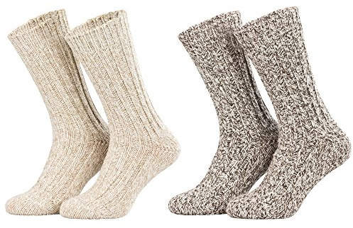Piarini Warm Norwegian Socks in Natural/Mixed - UK6-8 (EU39-42) 4 Pairs