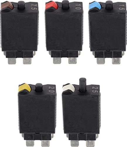 Assortment of Standard Flat Circuit Breaker Fuses 7.5A-25A Pack of 5