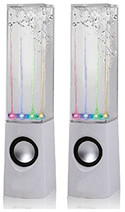 PTCM USB Powered Muti-Coloured Illuminated Fountain Style Dancing Water Stereo Speakers for MP3 /Mobile Phones/Computer (White)