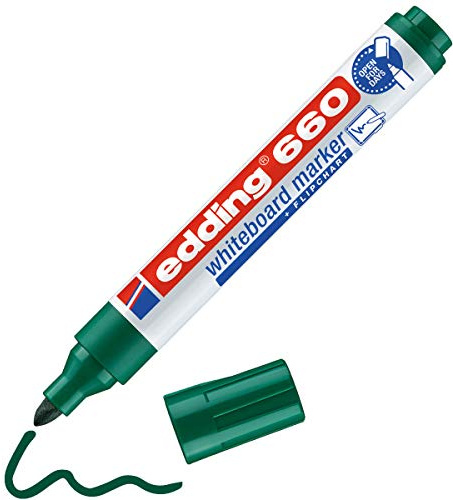 edding 660 marcador para pizarras blancas - verde - 1 rotulador - punta redonda 1,5-3 mm - rotulador para pizarra blanca, borrado en seco - pizarra blanca, flipchart, tablón de notas - recargable