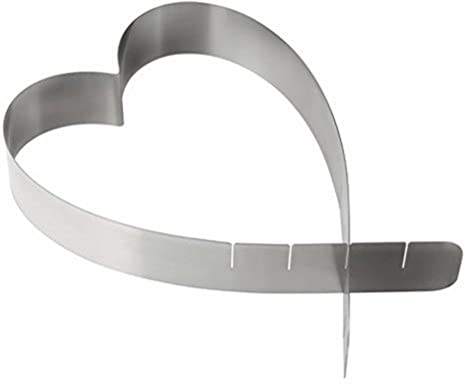 Zenker Anello per torte regolabile a forma di cuore, acciaio inox, stampo da forno per dolci, cheesecake, mousse, pan di Spagna, lavabile in lavastoviglie, dimensione regolabile