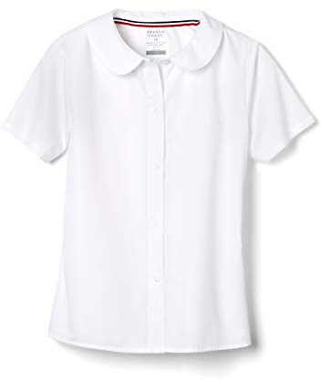 French Toast Peter Pan Collar Short Sleeve Blouse (Girls Standard & Plus Sizes), White, 12