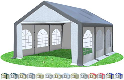 Stabilezelte Partyzelt 4x6m Modular Professional PVC 500 g/m² mit Fenster GRAU Weiss