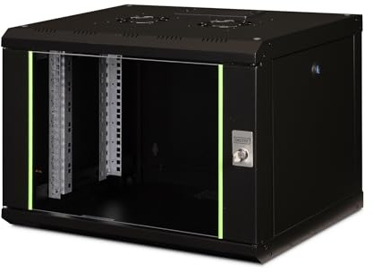 DIGITUS Armario de Red, Rack de 19 Pulgadas, 7U, Montaje en la Pared, Profundidad 450 mm, Capacidad de Carga 100 kg, Serie Unique, Negro