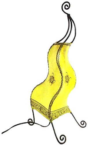 Simandra Orientalische Lampe Stehlampe marokkanische Hennalampe Lederlampe Tischleuchte Stehleuchte Orient Essaouira Sonne 50 cm Color Gelb