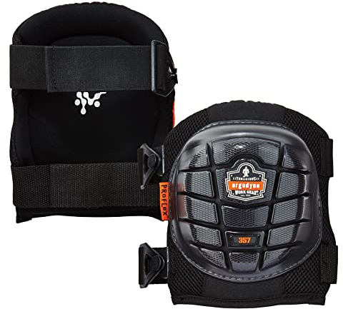 Ergodyne ProFlex 357 Professional Knee Pads, Protective Short Cap, Lightweight Gel Padded Technology, Adjustable Straps, Black