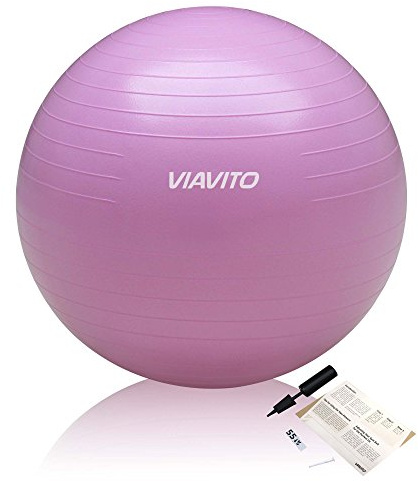 VIAVITO 200kg Anti-Burst Gym Swiss Ball with Pump - Pink - 55cm