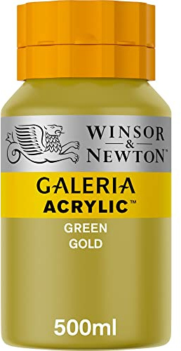 Winsor & Newton Series 1 500ml Bottle Galeria Acrylic Colour with Nozzle Cap - Green Gold,WN2150294