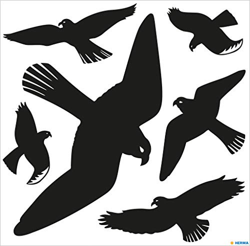 HERMA 5999 Warnvögel Vogel Aufkleber Set für Fensterscheiben groß, 30 Stück, 30 x 30 cm, selbstklebend, ablösbar und wiederverwendbar, Vogelschutz für Fenster aus wetterfester Hart-Folie, schwarz