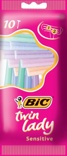 BIC Twin Lady Rasoi usa e getta da donna con due lame in acciaio inossidabile di alta qualità, testa stretta precisa e manico leggero colorato, confezione da 10