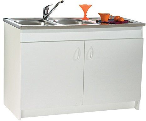 Meuble sous-évier LIBERTY 80x58,6x82 cm, 2 portes, sélection HLM, NF, blanc Réf 200183