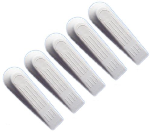 Pack of 5 White Plastic Door Wedges Stoppers