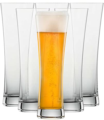 SCHOTT ZWIESEL Weizenbierglas Beer Basic 0,3 l (6er-Set), geradlinige Weizengläser für Weizenbier, spülmaschinenfeste Tritan-Kristallgläser, Made in Germany (Art.-Nr. 115270)