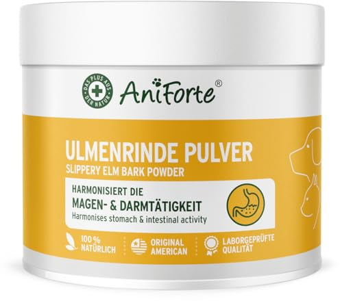 AniForte Amerikanische Ulmenrinde Pulver für Hunde & Katzen 100g - Nach Durchfall & Erbrechen, natürliche Unterstützung von Darmflora & Magen-Darm-Trakt, Slippery Elm Bark