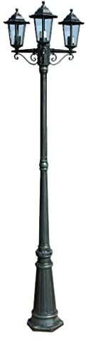 vidaXL Lampione con 3 Lanterne per Giardino Vialetto Luce Lampada da Esterno