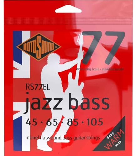 Rotosound Strings for Electric Bass JAZZ 77 MONEL FLATWOUND 4-string RS77EL FLATW XL SCALE Standard 45-105