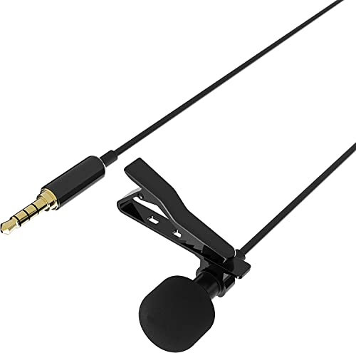 SABRENT Lavalier Clip-on Microphone, Lapel Omnidirectional Condenser Mic with Wind Muff 3.5mm Jack for your iPhone or Android device or any other mobile device (AU-SMCR)