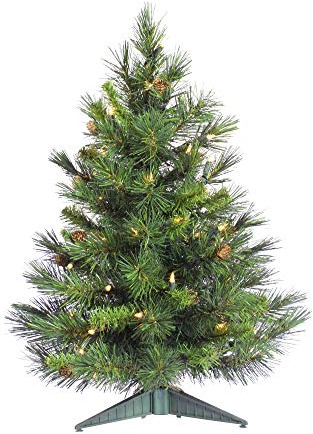 Vickerman 2' Cheyenne Pine Artificial Christmas Tree, Clear Dura-Lit® Mini Lights - Faux Christmas Tree - Seasonal Indoor Home Decor