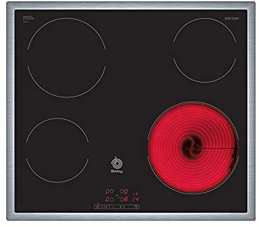 Balay - Placa vitrocerámica, 60 cm, Control Deslizante 17 niveles, Función memoria, 4 zonas, táctil, 3EB720XR