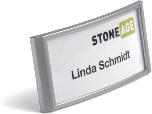 Durable Namnskylt Classic med Magnet 30x65mm, 10 stycken, silver, 854023 | Reptålig galvaniserad aluminiumram, utbytbara etiketter, för hotell, affärer och events, robust material, Made in Germany