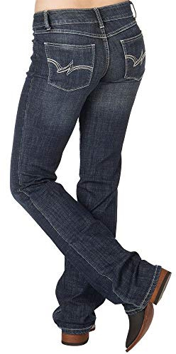Wrangler Jean Western Semi-évasé Taille mi-Haute Extensible pour Femme, Bleu Marine, 9-34