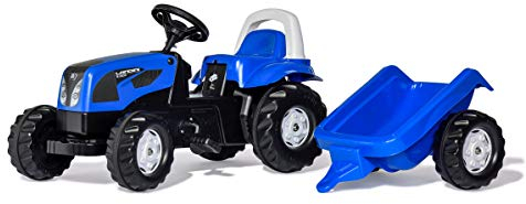 Rolly Toys Landini Trettraktor mit Anhänger (rollyKid Traktor; Motorhaube öffenbar; ab 2,5 Jahren; Blau) 011841