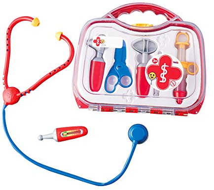 Theo Klein 4624 Valigetta da dottore I Resistente valigetta da dottore con stetoscopio, otoscopio, termometro, martelletto per i riflessi e molto altro, I Giocattoli per bambini dai 3 anni in su