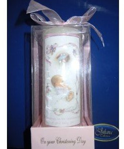 Loving Jesus BAPTISM CHRISTENING Candle/GIRL/6 Gift Boxed PINK