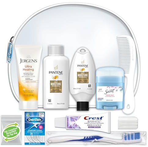 Convenience Kits International Women's Deluxe 10 Piece Kit with Travel Size TSA Compliant Essentials Featuring: Pantene Hair Products in Reusable Toiletry Zippered Bag