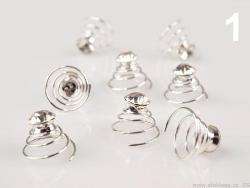 3 x Haarspirale/Curlie mit weißer strass Stein Hochzeit Kommunion Blumenmädchen *NEU*