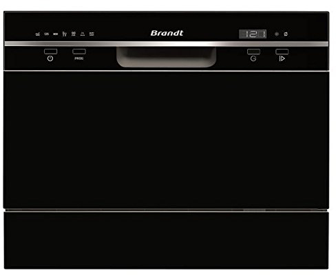 Lave Vaisselle BRANDT DFC6519B 6 couverts - Classe F - 49dB (Classe C) - 6,5L - Digits - DD 1 à 24H - 7 prog. - 1 panier - Aquasafe