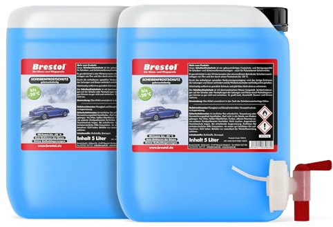 Brestol Scheibenfrostschutz 10 Liter gebrauchsfertig -20 °C - inkl. Auslaufhahn 51 mm - Waschanlagenzusatz Antifrost Anti-Frost Klarsicht Enteiser Scheibenenteiser Klare Sicht