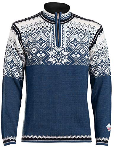 Norlender Men's Norwegian Wool Narvik Pullover Sweater (Medium, Blue)
