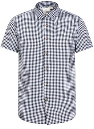 Mountain Warehouse Weekender Short Sleeved Mens Shirt - 100% Cotton Shirt, Lightweight Casual Shirt, Breathable, Comfortable Top - for Walking, Camping & Travel Navy S