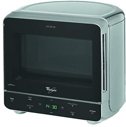 Whirlpool MAX 34 SL mikrovågsugn/700 W/13 L matlagningsrum/superkompakt design särskilt platsbesparande i hörnen, snabb avfrostningsfunktion, silver