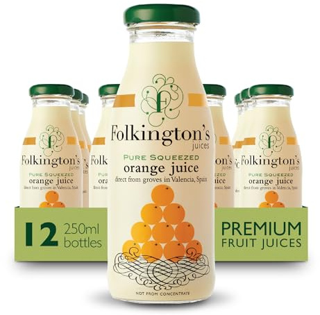 Folkingtons Pure Pressed Valencia Orange Juice - 12 x 250ml Bottles