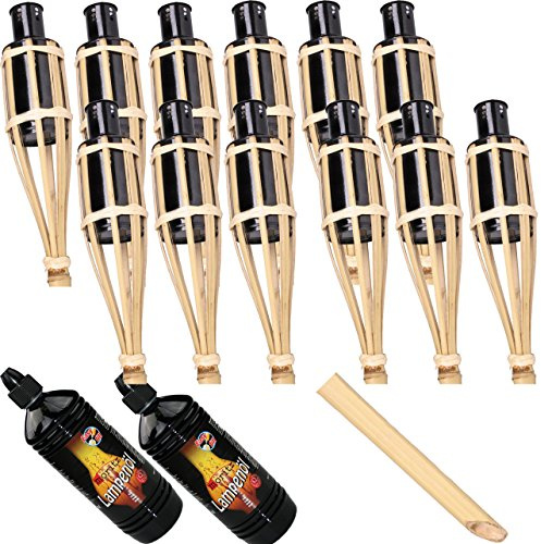 90 cm Moritz trädgårdsfackla trädgård bambufackla trädgårdsfacklor oljelampor bambu dekoration fackla inkl. 2 liter lampolja (12 facklor och 2 x lampolja)