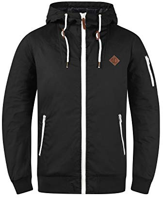 !Solid SDTilly Herren Übergangsjacke Herrenjacke Jacke mit Kapuze Reißverschlusstaschen Regular fit, Größe:XL, Farbe:Black (9000)