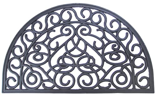 EHC Heavy Duty Wrought Effect Anti Slip Large Half Moon Rubber Doormat Dirt Trapper for Entrance, Indoor, Outdoor & Hallway 45 X 75 cm