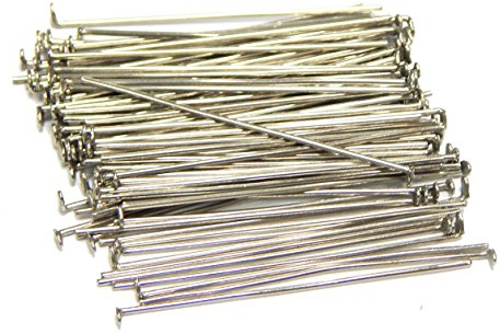 Perlin Kettelstifte Nietstifte 50mm x 0,7mm Versilbert Kopfstifte Perlenstifte Altsilber 250 Stk Prismenstifte M306